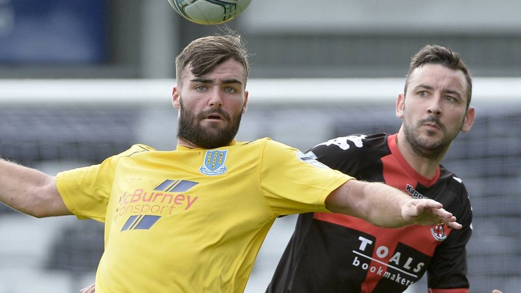 Action from Crusaders against Ballymena United