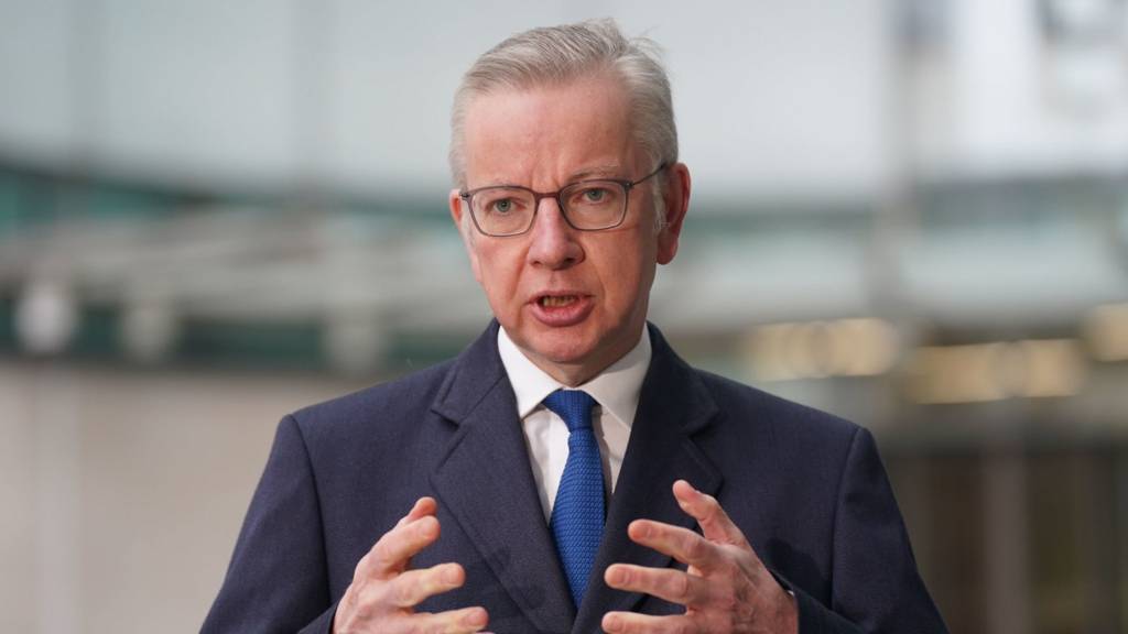 Michael Gove gestures with his hands outside of New Broadcasting House in central London (file photo)