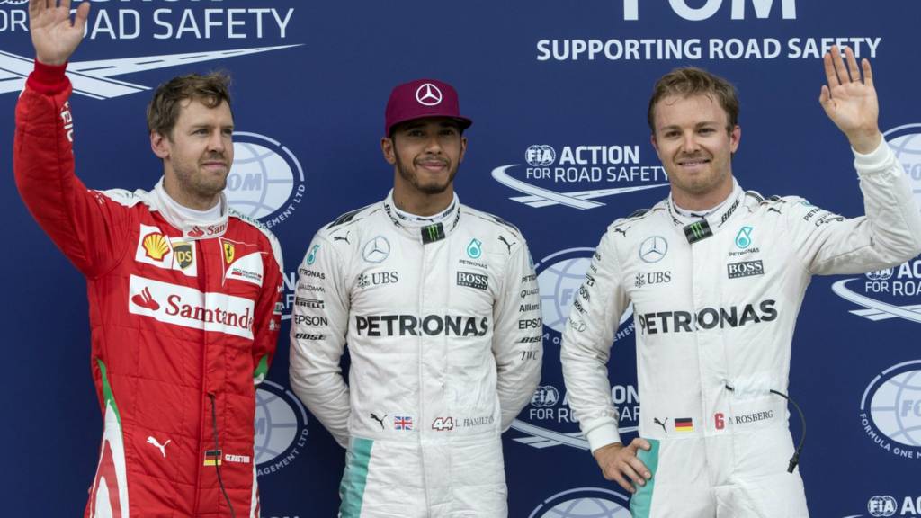 Sebastian Vettel, Lewis Hamilton and Nico Rosberg