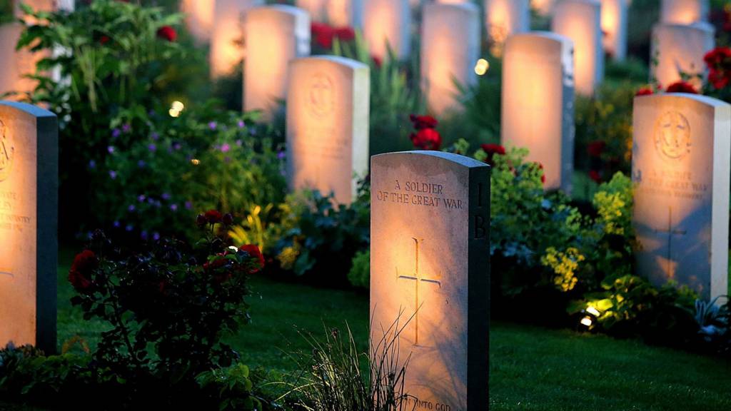 Candlelit graves at Thiepval
