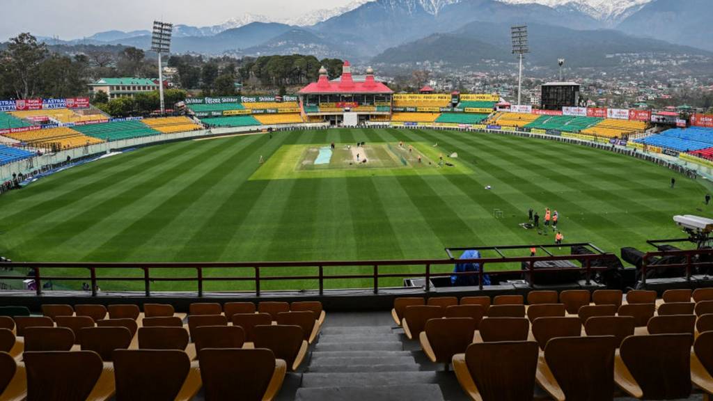 General view of the Himachal Pradesh Cricket Association Stadium in Dharamsala
