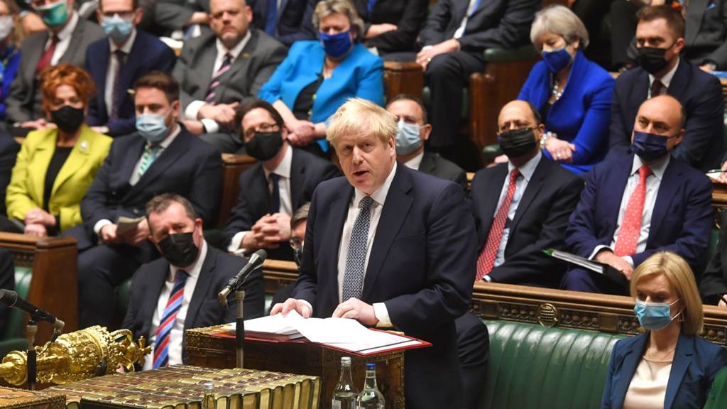 Boris Johnson speaks at PMQs on 12 January 2021