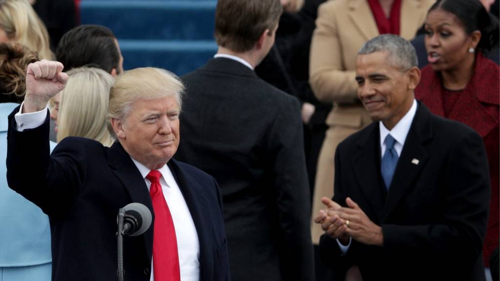 Trump and Obama at inauguration