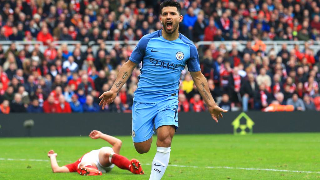 Sergio Aguero celebrates