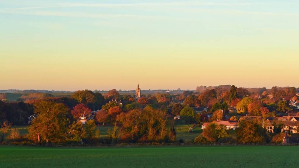 Sunrise over Empingham and Rutland Water beyond