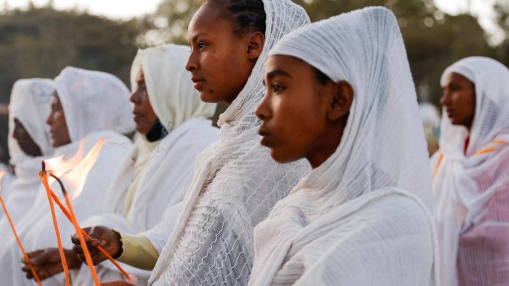 Ethiopian Orthodox faithful attend Epiphany celebration to commemorate the baptism of Jesus Christ on Lake Dambal in Batu town of Oromia Region, Ethiopia January 19, 2023