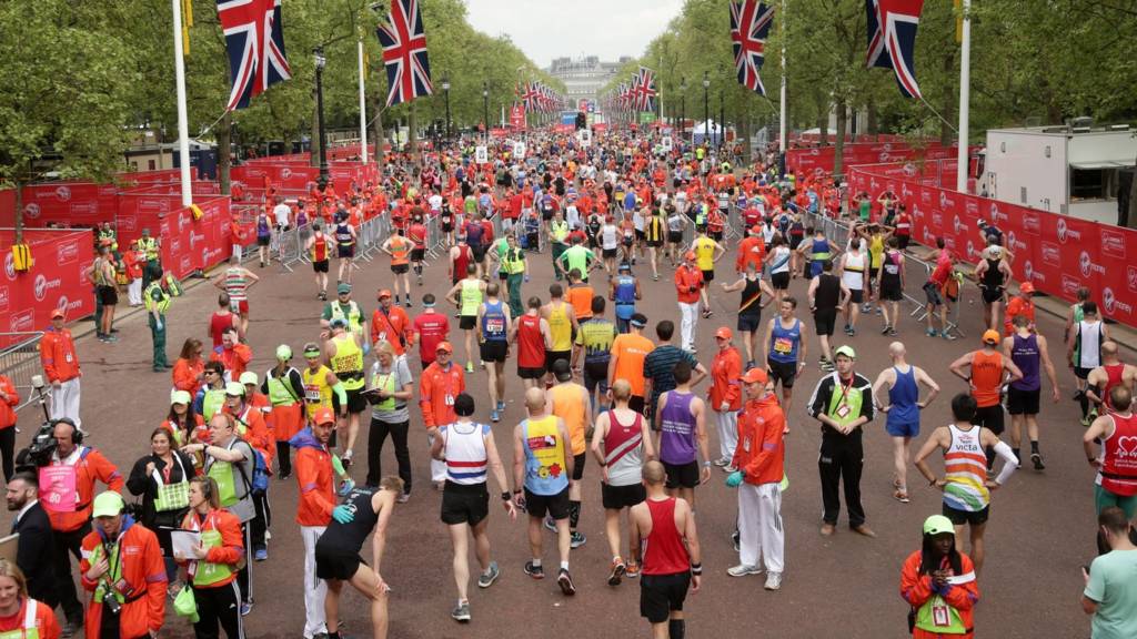 Runners in the London marathon