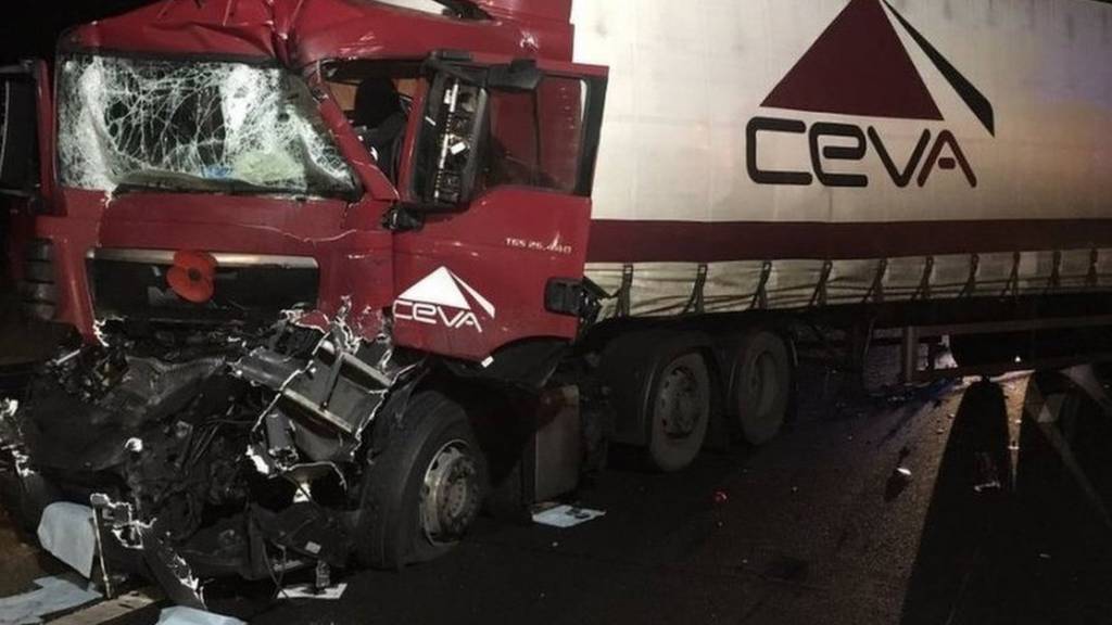 Crashed lorry