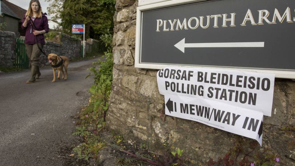 Voter leaves a polling station