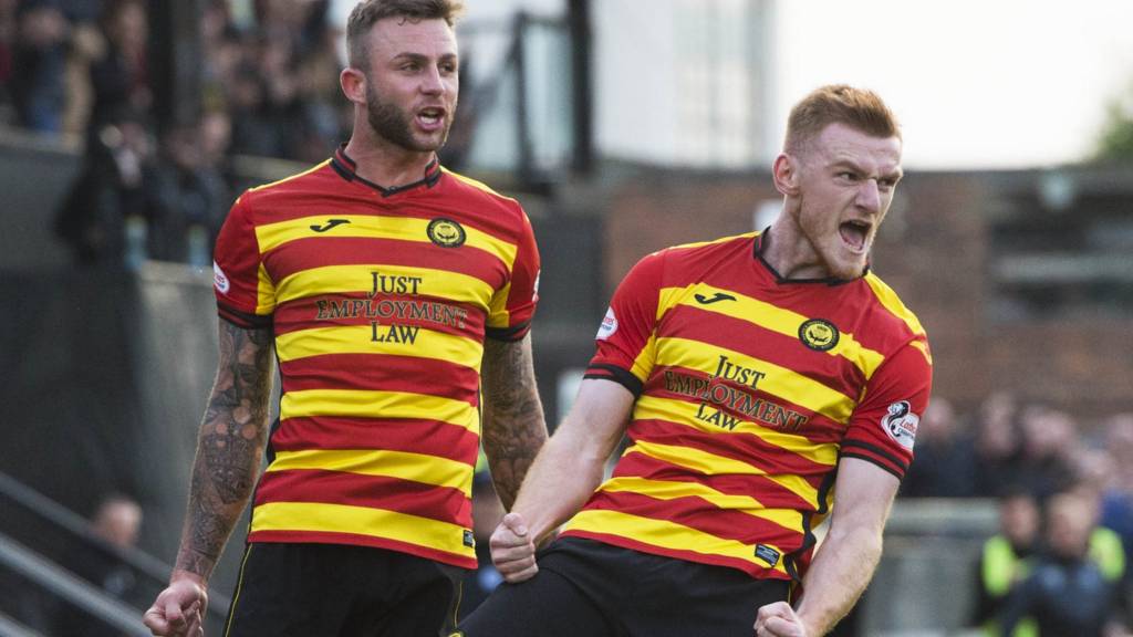 Partick Thistle celebrate Shea Gordon's goal