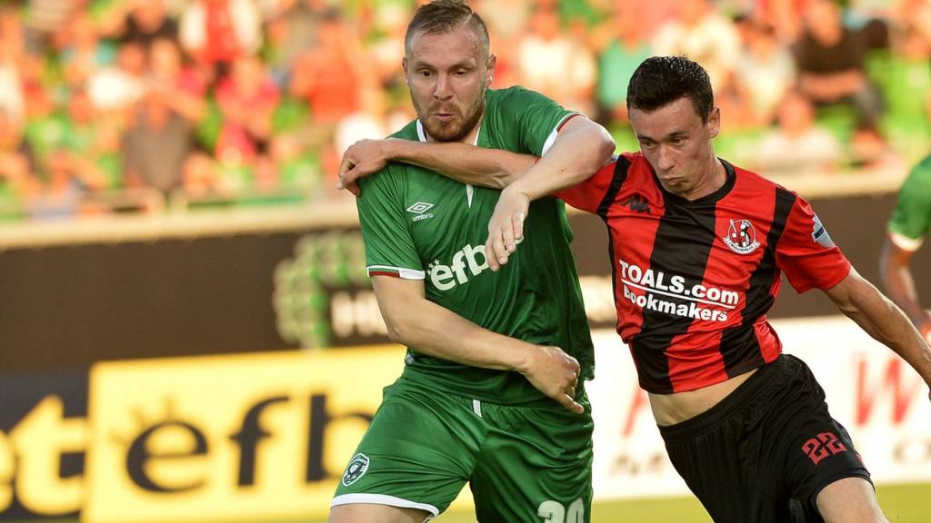 Action from Ludogorets against Crusaders