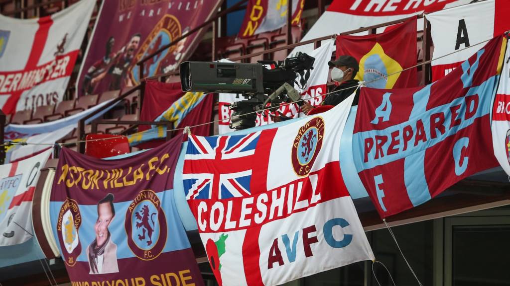 Flags and banners at Villa Park