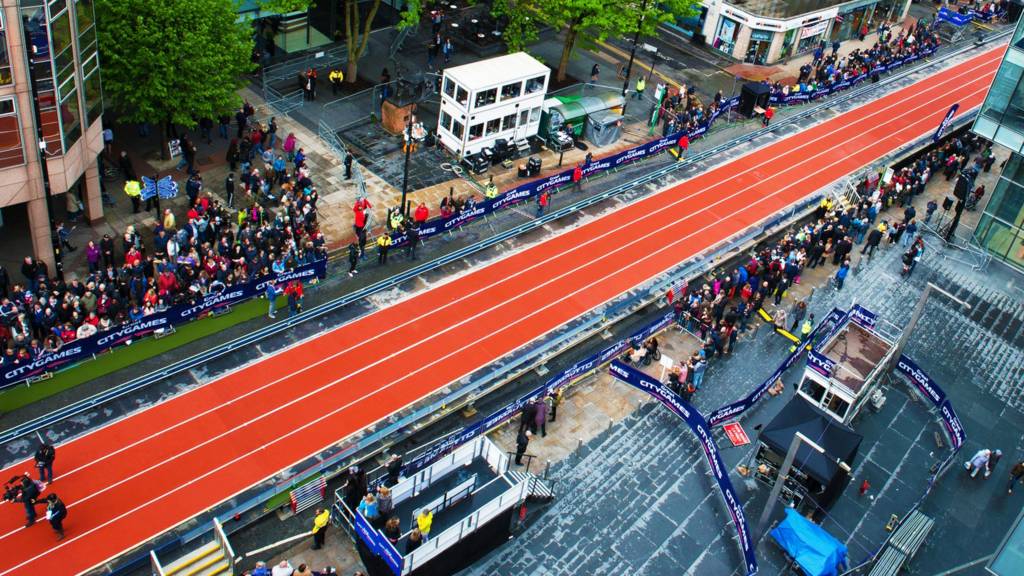 Athletics track through Deansgate