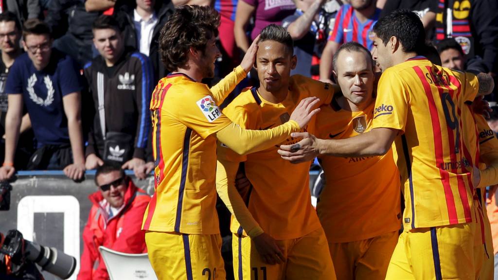 Barcelona's players celebrate