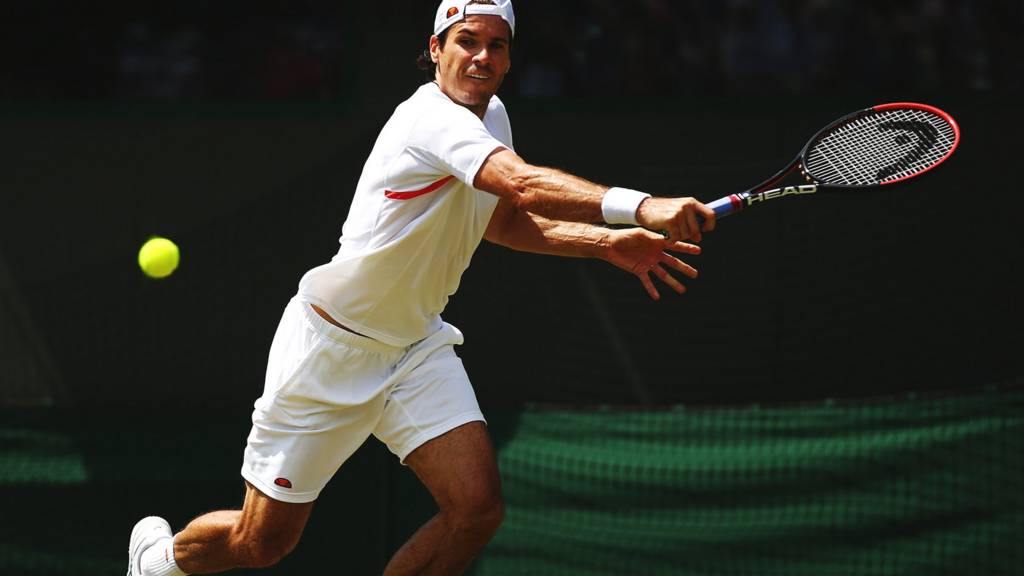 Tommy Haas plays a shot