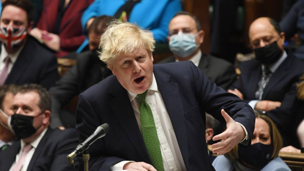 A handout photograph of Prime Minister Boris Johnson speaking during Prime Minister's Questions at the House of Common on 19 January 2022