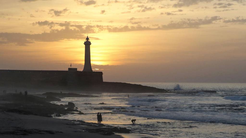 A beach and lighthouse in Rabat, Morocco, at sunset - Wednesday 2 November 2016