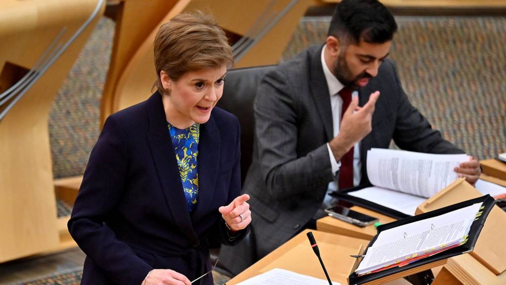 Scotland's First Minister Nicola Sturgeon attends First Minster's Questions (FMQ's) at the Scottish Parliament on September 30