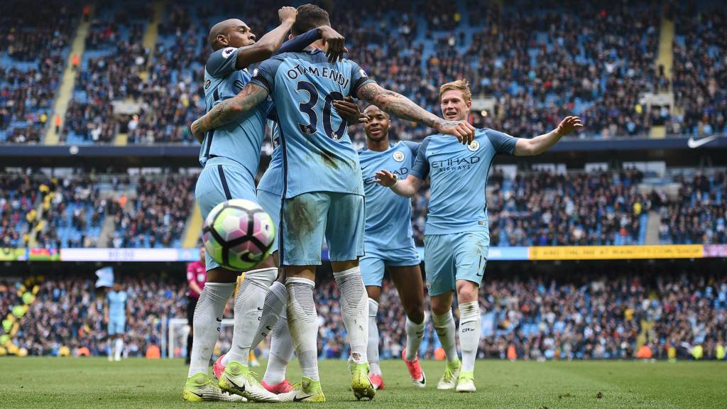 Manchester City celebrate their win