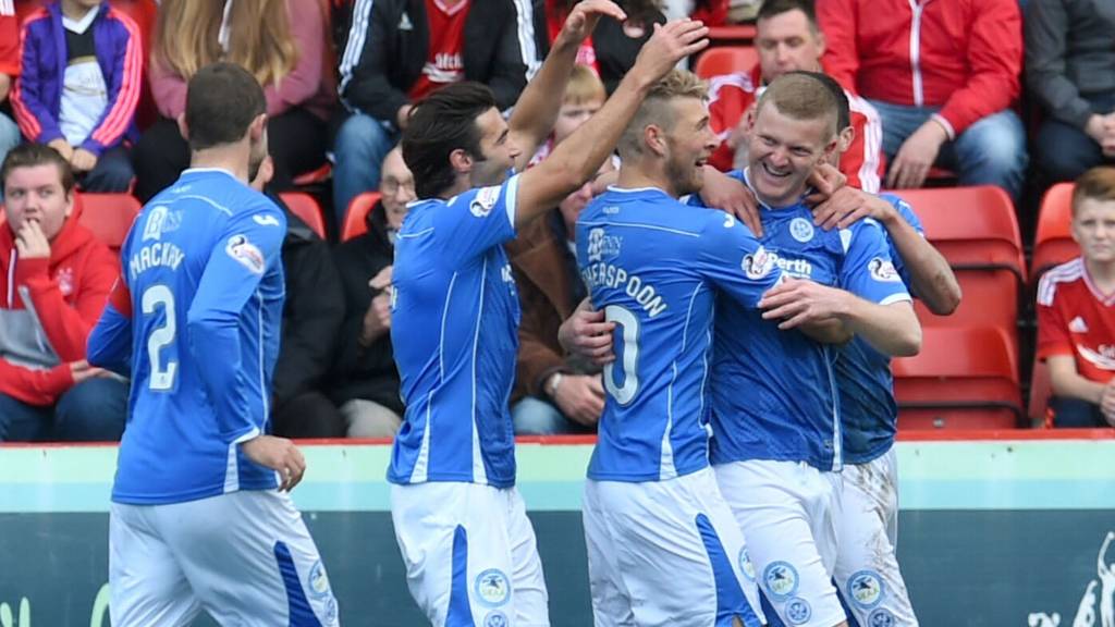 St Johnstone's Brian Easton (right) celebrates having opened the scoring