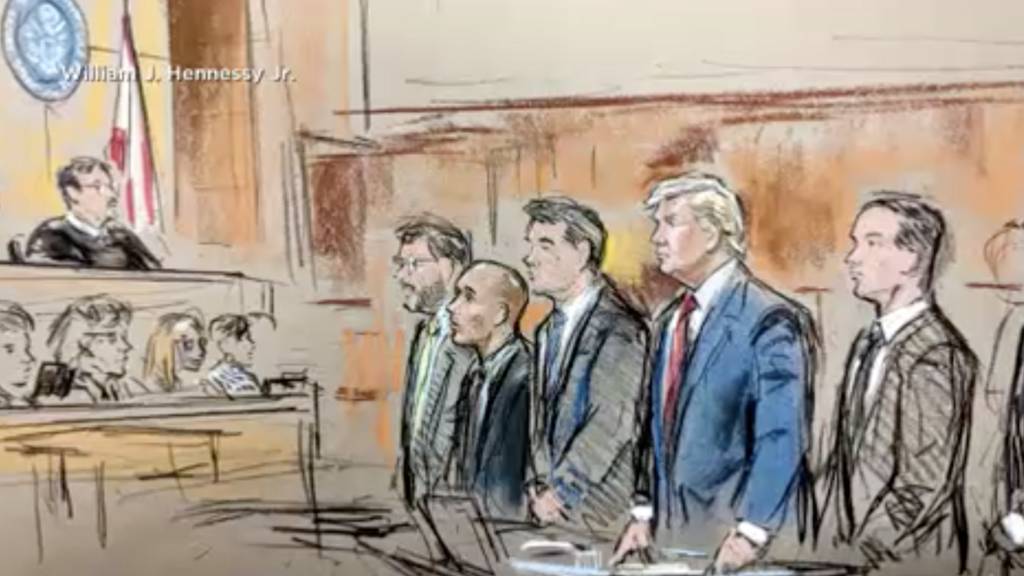 Courtroom sketch of Donald Trump's Miami arraignment