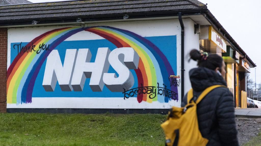 NEWPORT, WALES, UNITED KINGDOM - 2021/01/12: Graffiti to say thank you to NHS is seen on a street in Wales.