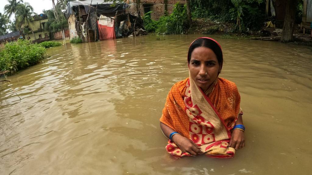 Flood victim in India