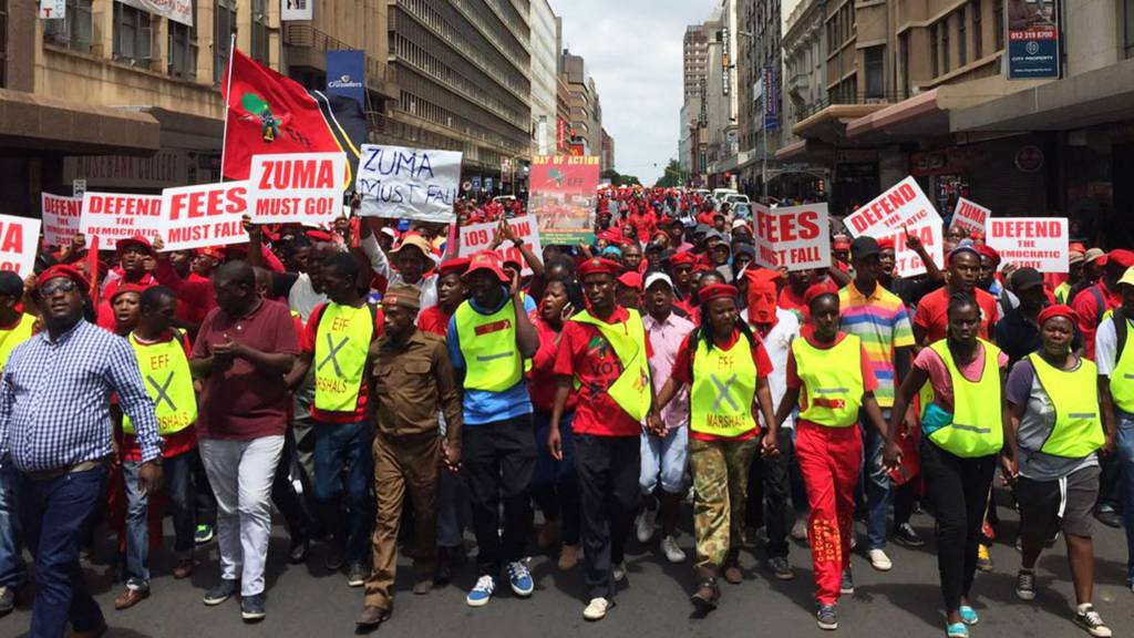 Anti-Zuma marchers in Pretoria, South Africa
