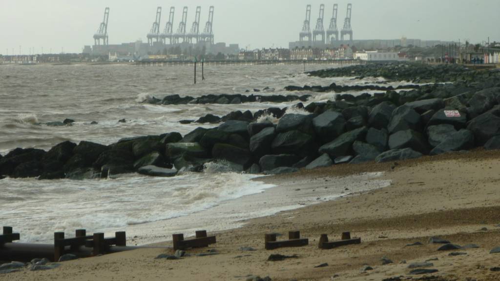 Felixstowe Docks from the beach