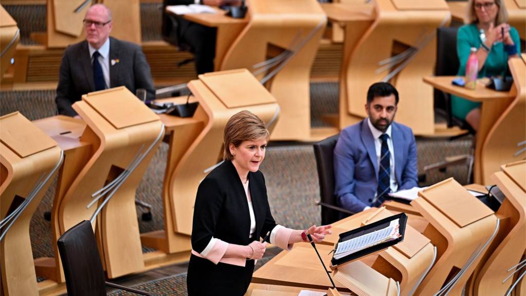 First Minister Nicola Sturgeon during First Minister"s Questions at the Scottish Parliament in Holyrood, Edinburgh. P