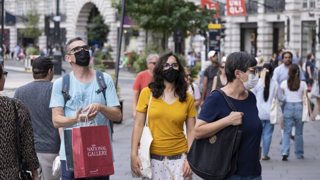 Masked people in London