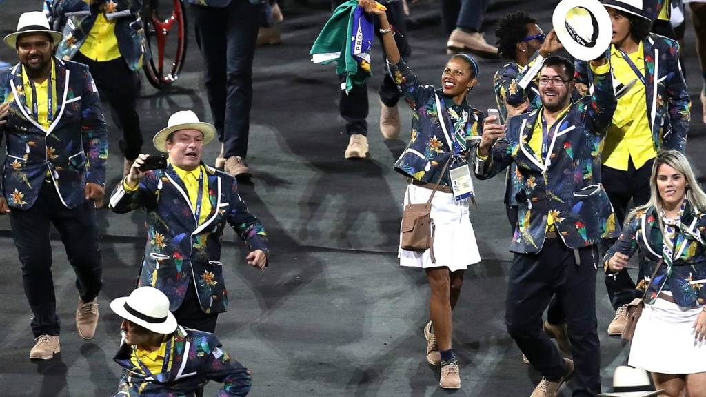 Brazilian athletes at the opening ceremony