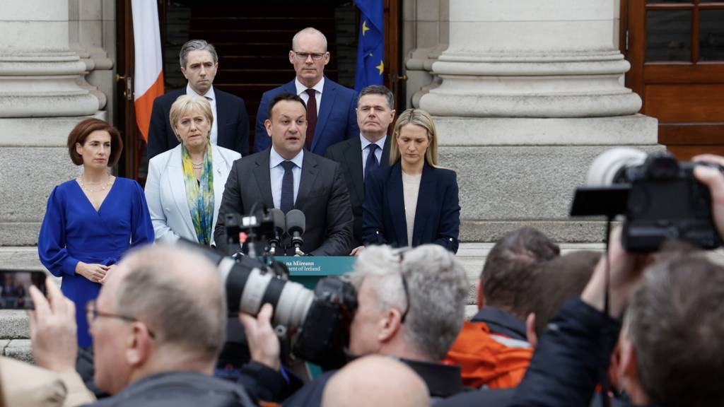 Leo Varadkar at press conference announcing resignation on 20 March
