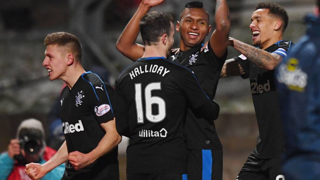 Rangers' Alfredo Morelos celebrates