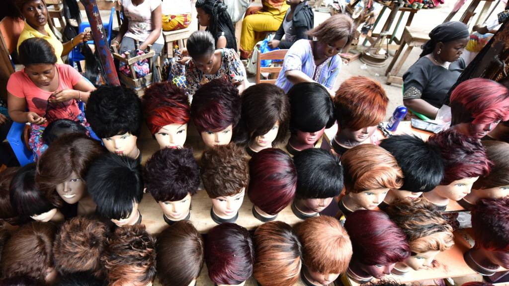 Wigs sellers in Ivory Coast