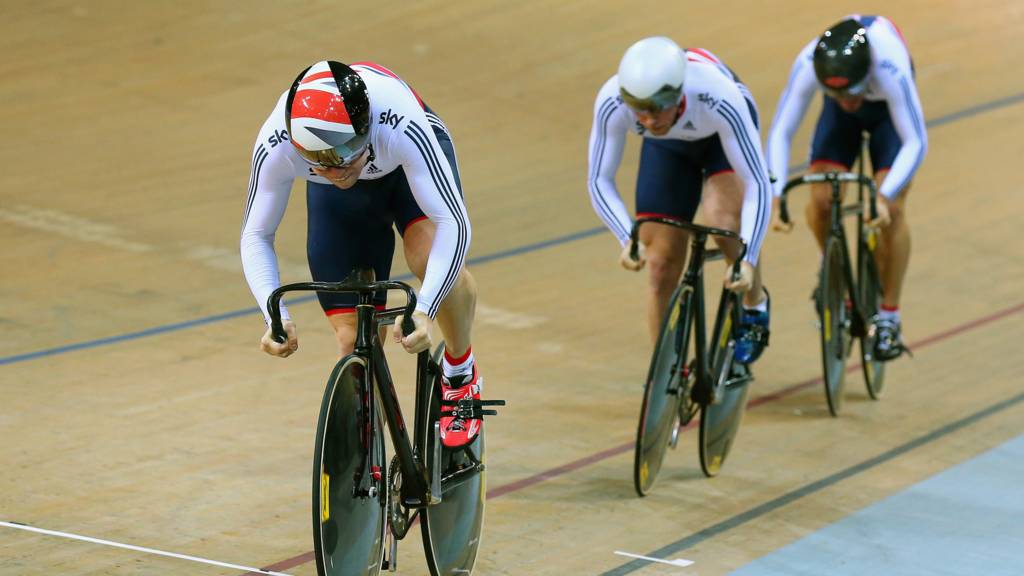 Philip Hindes, Jason Kenny and Callum Critchon Skinner in action