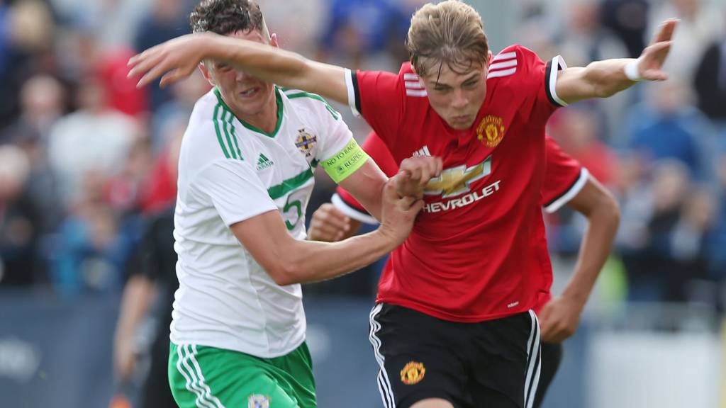 Manchester United in action against Northern Ireland at the 2017 Super Cup NI