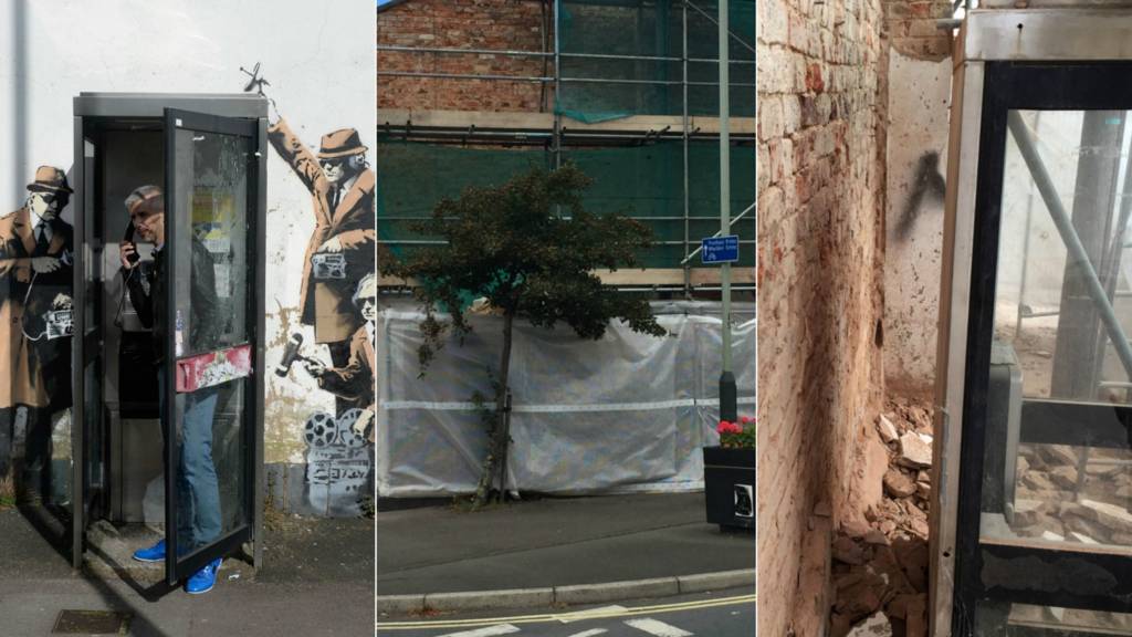 The site of the Banksy mural in Cheltenham