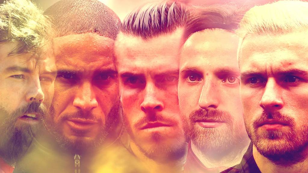 Wales players Joe Ledley, Ashley Williams, Gareth Bale, Joe Allen and Aaron Ramsey