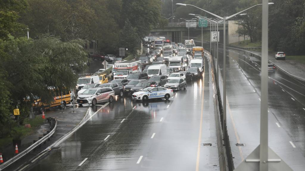 Flooding in New York City. The picture on the left is Central