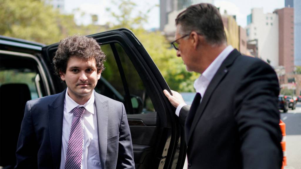 Sam Bankman-Fried, the founder of bankrupt cryptocurrency exchange FTX, arrives at court in New York, US, on 11 August 2023