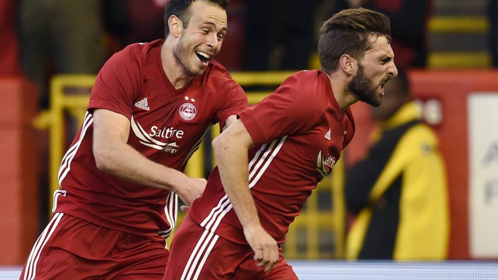 Aberdeen's Andrew Considine and Graeme Shinnie celebrate