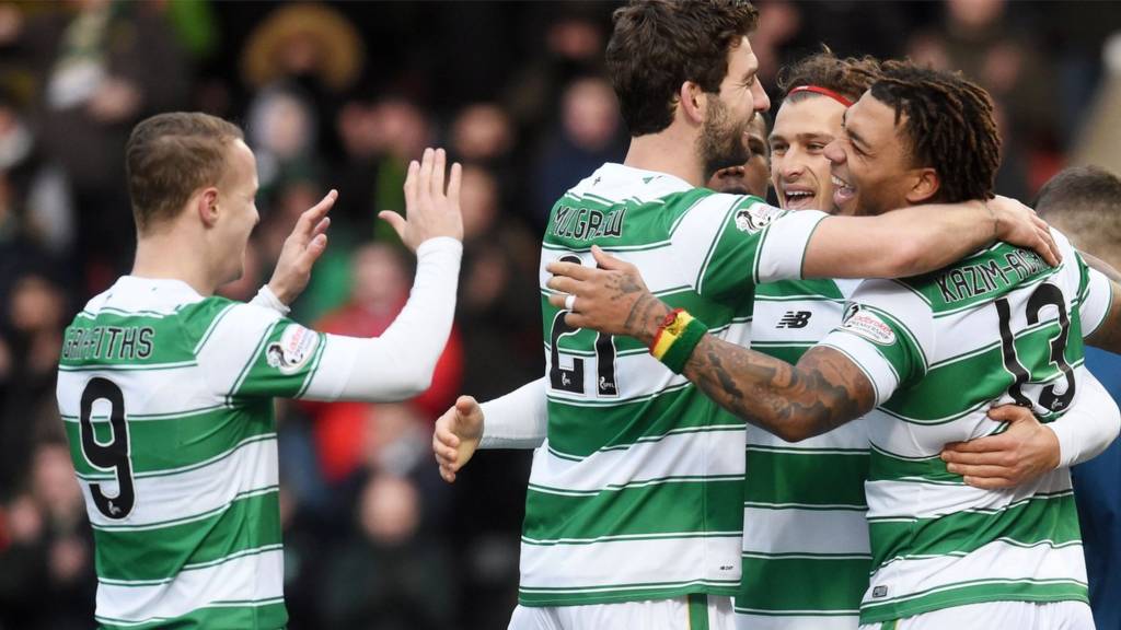 Colin Kazim-Richards celebrates his first goal for Celtic