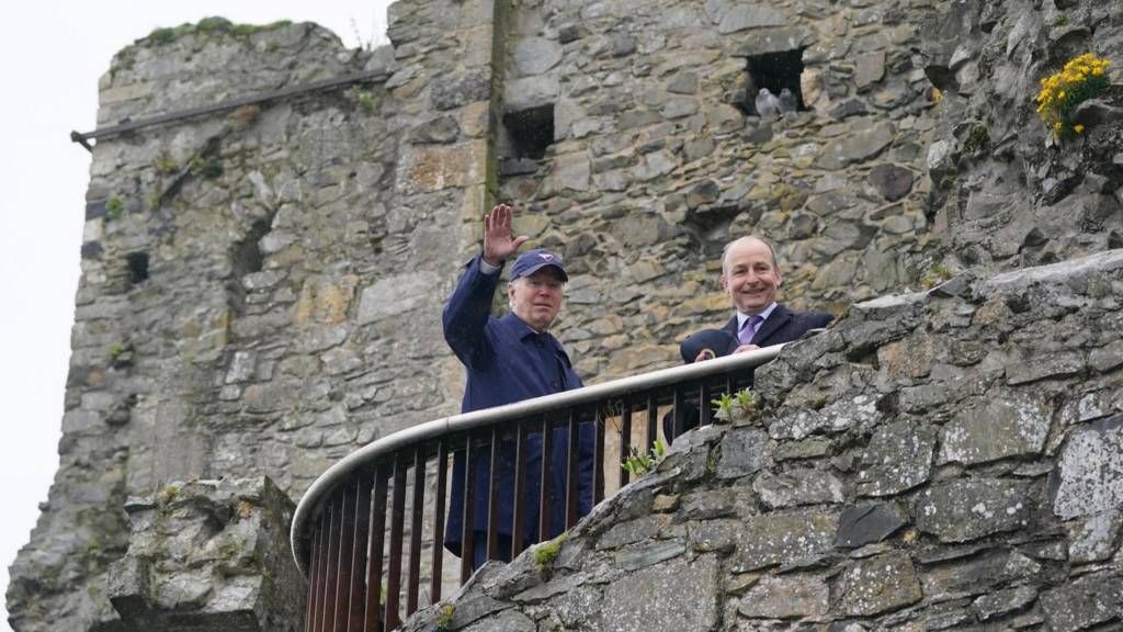 US President Joe Biden (left) with Irish Tánaiste Micheál Martin at Carlingford Castle