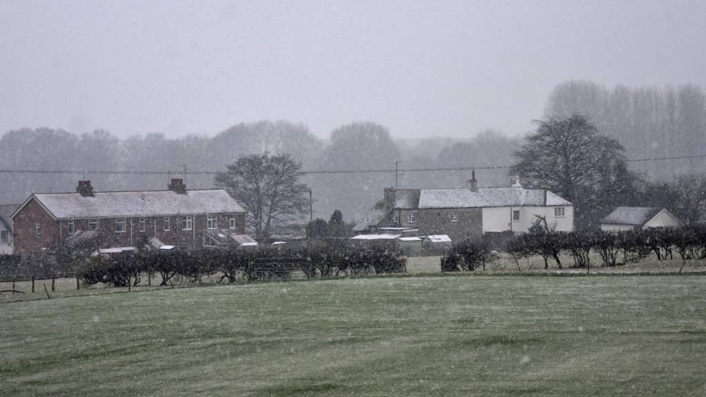 Snow falling in Empingham