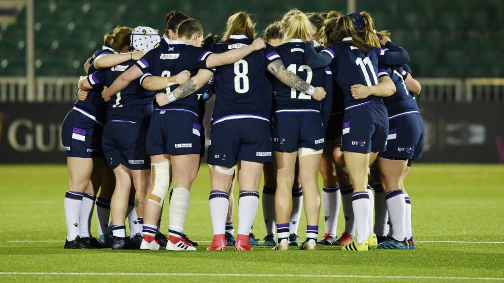 Scotland team in a huddle