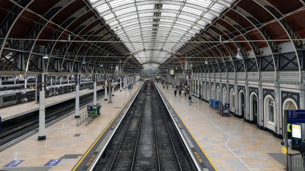 Quiet platforms at Paddington station in London