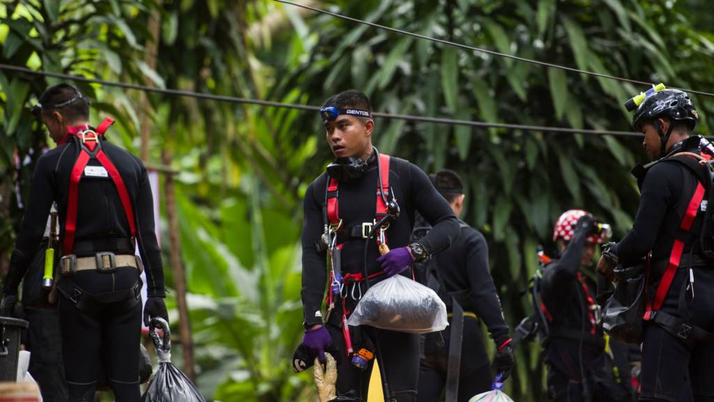 Rescue divers at the Chiang Mai cave