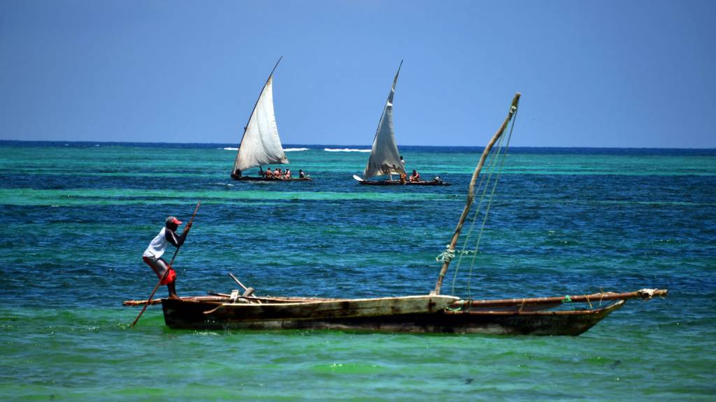 Boats sailing near Zanzibar, Tanzania