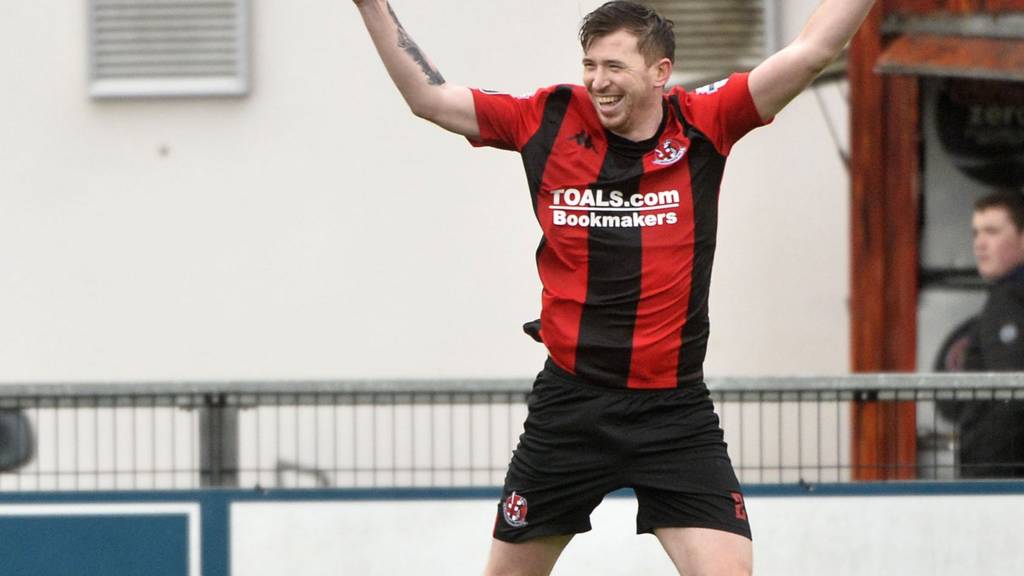 Crusaders celebrate a goal against Ballymena